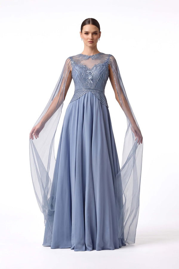 Victoria Cape Beaded Maxi Vestido 421468 CIE - Reina Diaz