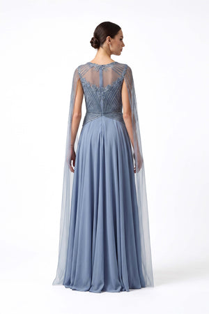 Victoria Cape Beaded Maxi Vestido 421468 CIE - Reina Diaz