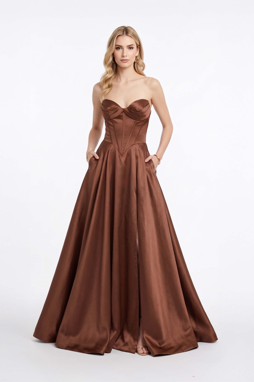 Victoria Corset Strapless Ballgown Vestido 421482 CAF - Reina Diaz
