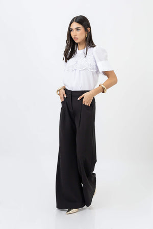 Victoria Guipure-Detail Smocked-Neck Blusa 554218 - Reina Diaz