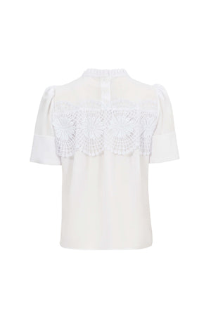 Victoria Guipure-Detail Smocked-Neck Blusa 554218 - Reina Diaz
