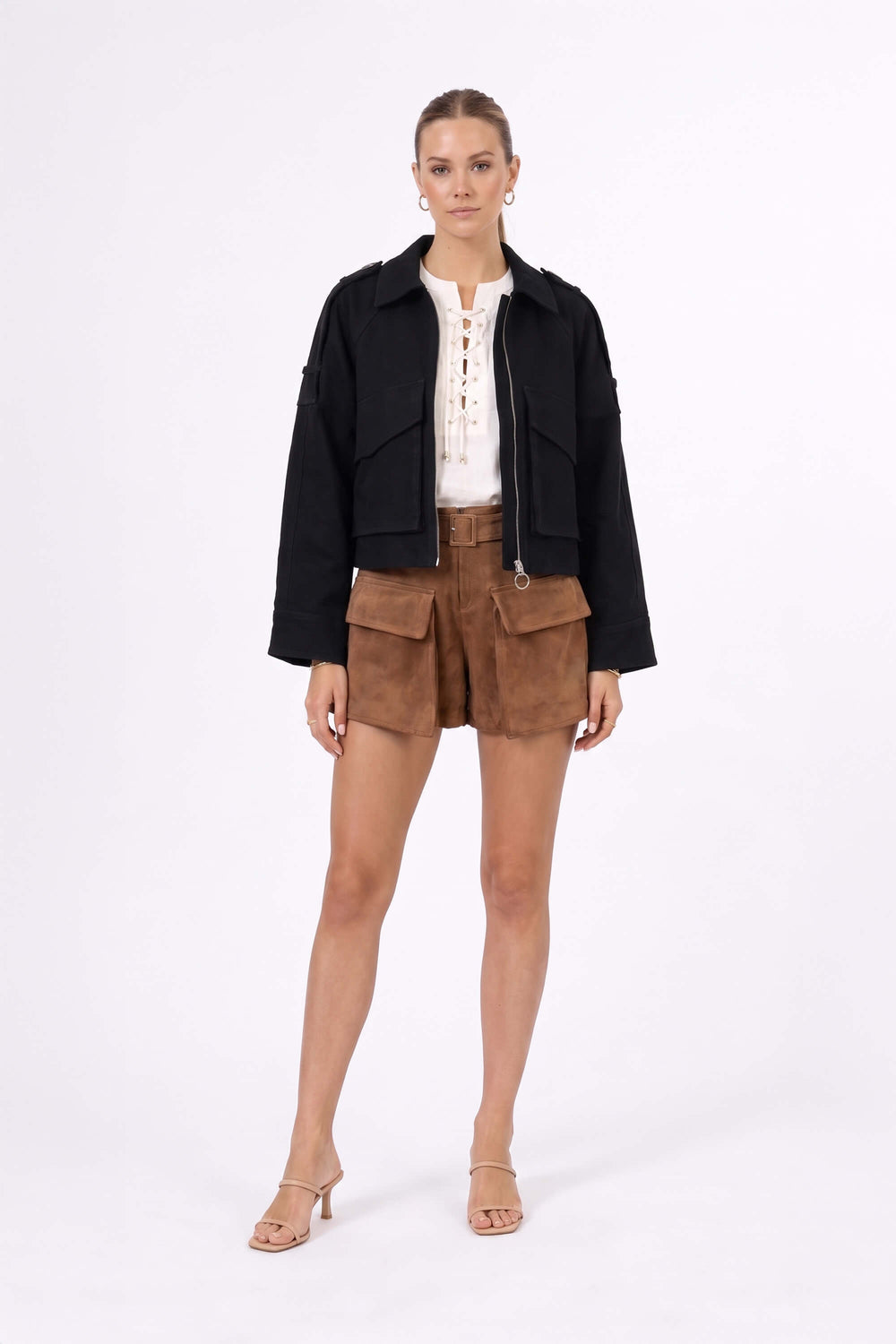 Victoria Utility Cropped Chamarra 700488 NEG - Reina Diaz