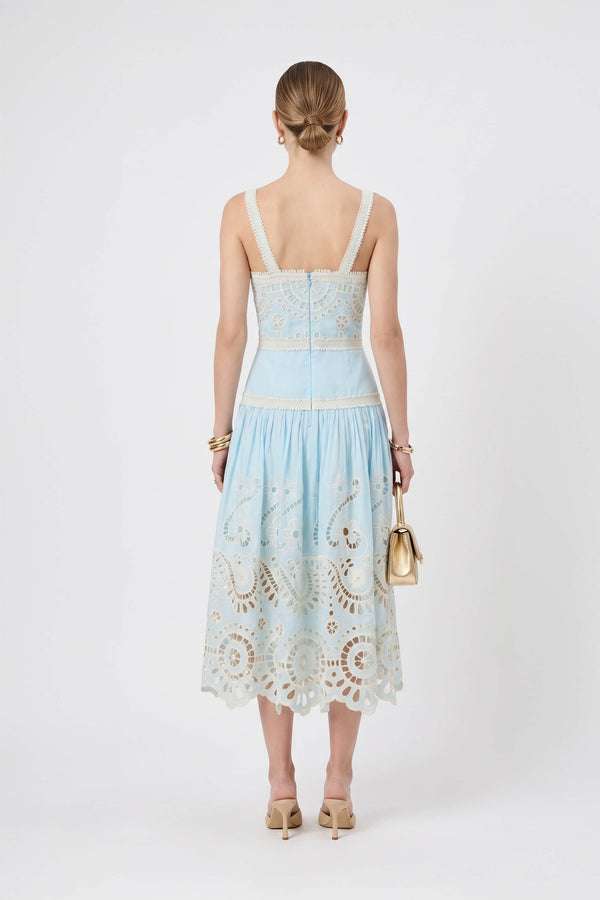 Viviana Embroidered-Cutout Cami Midi Vestido 526200 - Reina Diaz