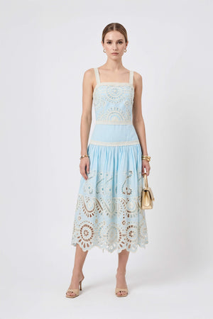 Viviana Embroidered-Cutout Cami Midi Vestido 526200 - Reina Diaz