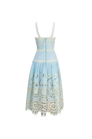 Viviana Embroidered-Cutout Cami Midi Vestido 526200 - Reina Diaz