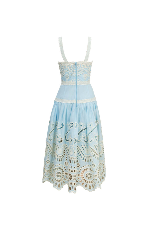 Viviana Embroidered-Cutout Cami Midi Vestido 526200 - Reina Diaz