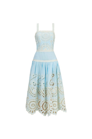 Viviana Embroidered-Cutout Cami Midi Vestido 526200 - Reina Diaz