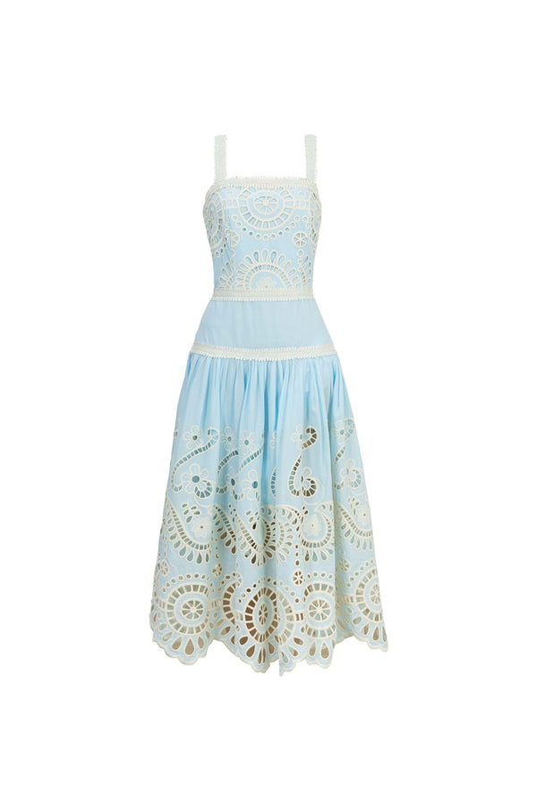 Viviana Embroidered-Cutout Cami Midi Vestido 526200 - Reina Diaz