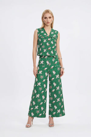 Viviana Marine-Print Sleeveless Utility Blusa 753000 - Reina Diaz