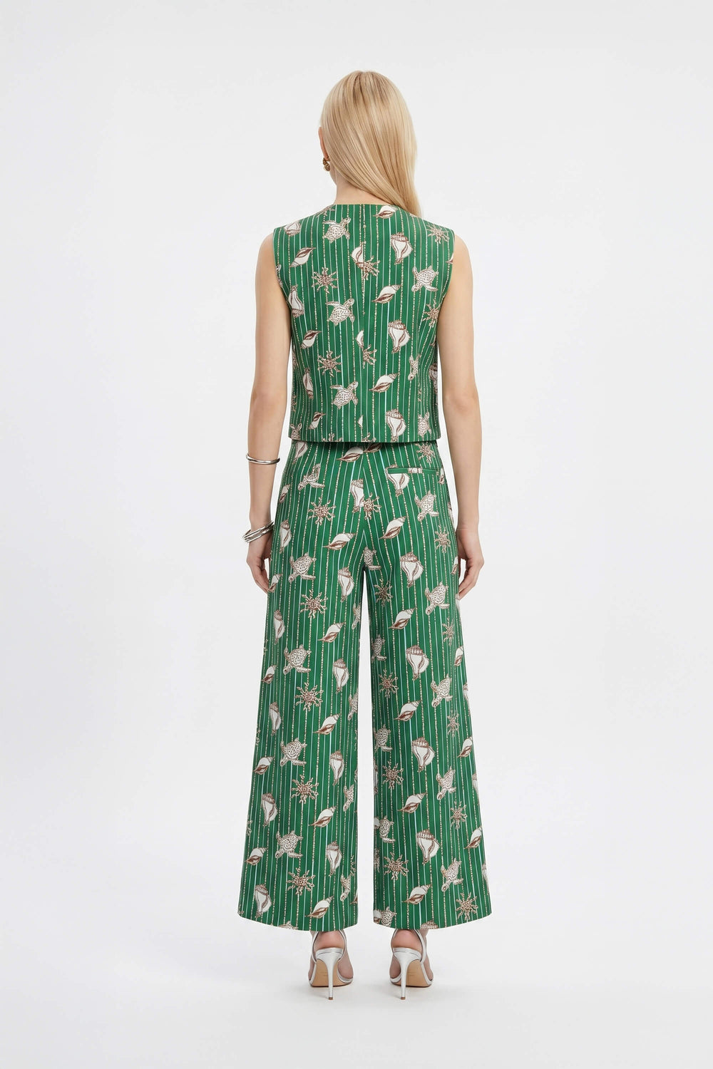 Viviana Marine-Print Sleeveless Utility Blusa 753000 - Reina Diaz
