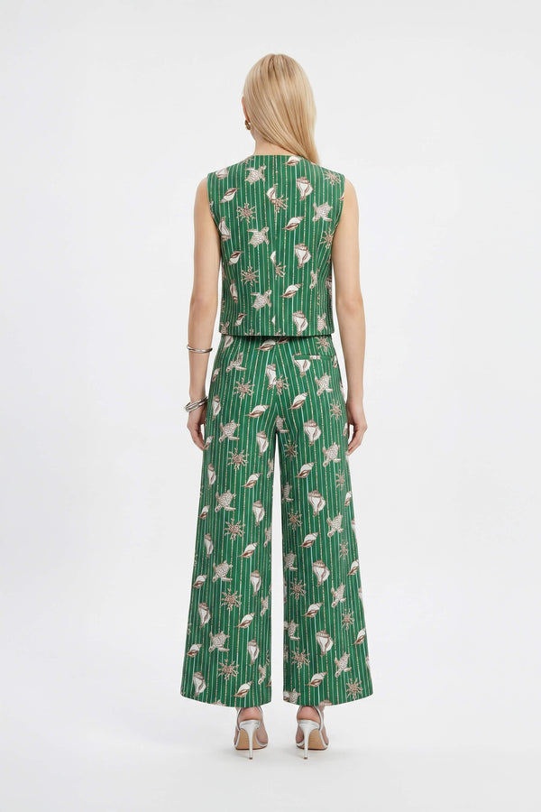 Viviana Marine-Print Sleeveless Utility Blusa 753000 - Reina Diaz