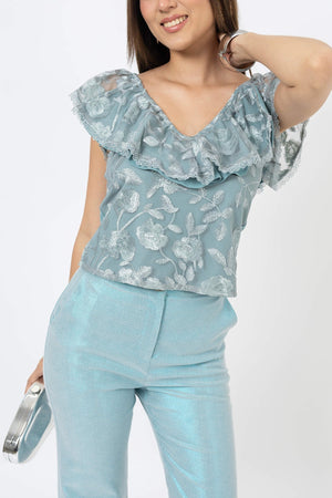 Viviana Ruffle-Overlay Sleeveless Top 752901 - Reina Diaz