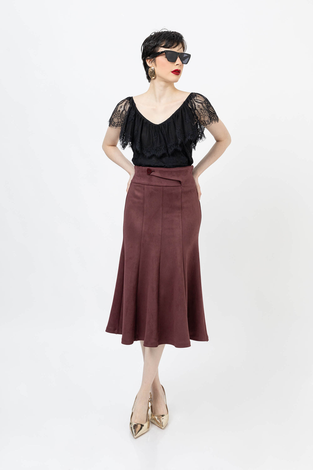 *Viviana Ruffle-Overlay Sleeveless Top 752901 NEG - Reina Diaz