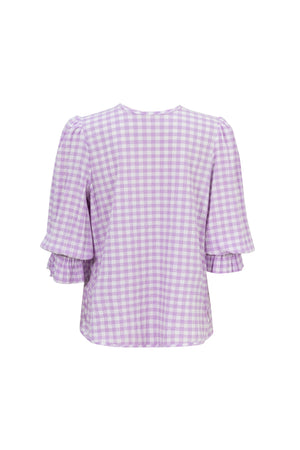 Viviana Wide-Collar Bishop-Sleeve Blusa 752996 - Reina Diaz