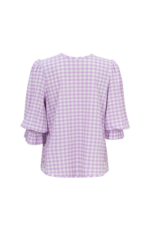 Viviana Wide-Collar Bishop-Sleeve Blusa 752996 - Reina Diaz