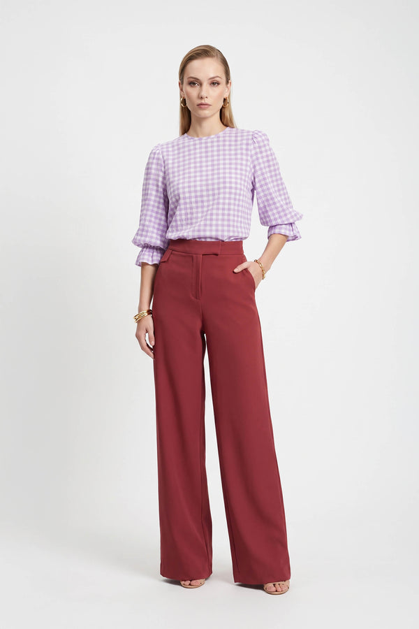 Viviana Wide-Collar Bishop-Sleeve Blusa 752996 - Reina Diaz