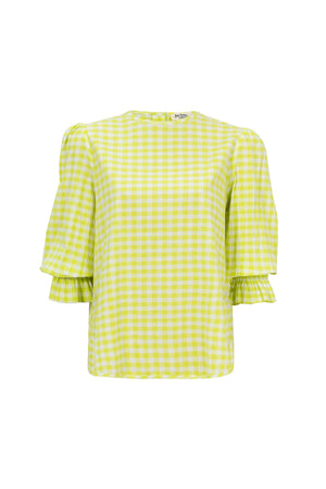 Viviana Wide-Collar Bishop-Sleeve Blusa 752996 - Reina Diaz