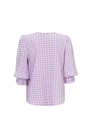 Viviana Wide-Collar Bishop-Sleeve Blusa 752996 - Reina Diaz