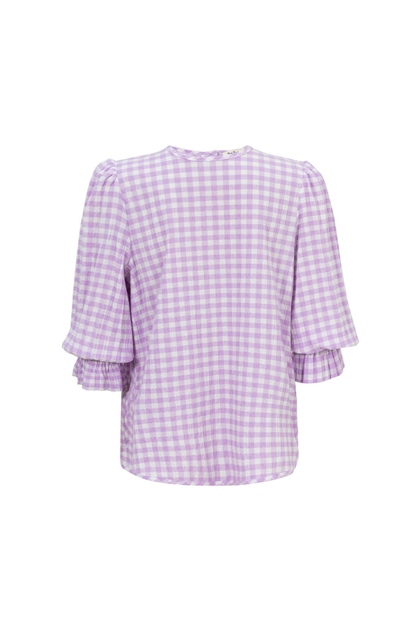 Viviana Wide-Collar Bishop-Sleeve Blusa 752996 - Reina Diaz