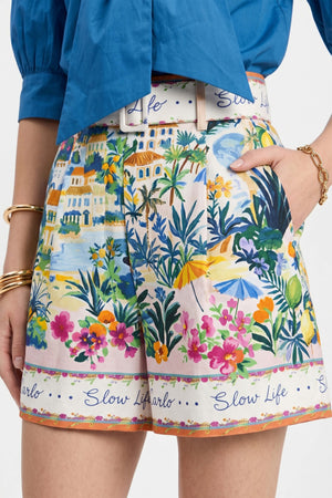 Ximena Printed Belted Short 731156NAR - Reina Diaz