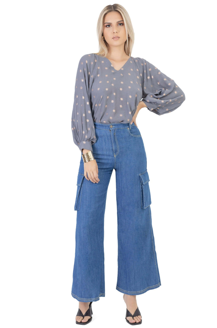 Blusa - 752435 - GRI - Reina Diaz