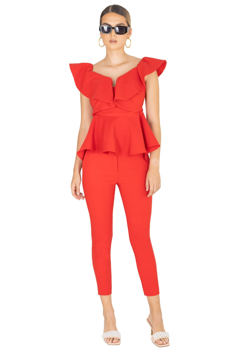 Outfit Blusa 752363 - Pantalón 730847 - ROJ - Reina Diaz