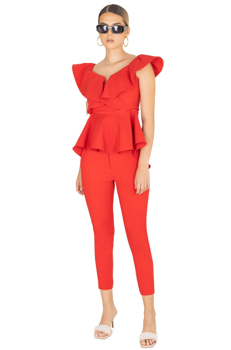 Outfit Blusa 752363 - Pantalón 730847 - ROJ - Reina Diaz
